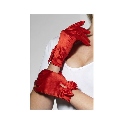 Short Gloves With Bow Red 
