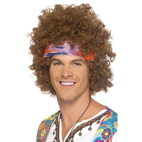 Brown Afro Hippy Costume Accessory Set 