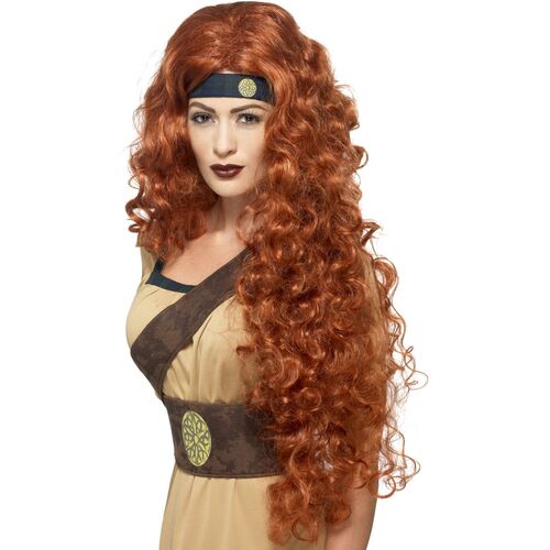 Medieval Warrior Queen Auburn Extra Long Wig Costume Accessory