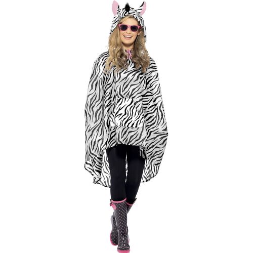 Zebra Party Poncho Adult Costume