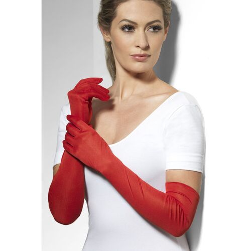 Long Red Gloves Costume Accessory