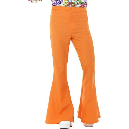 Flared Mens Costume Trousers Orange Size: Medium