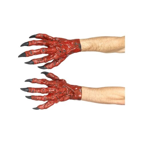 Devil Red Latex Hands Costume Accessory