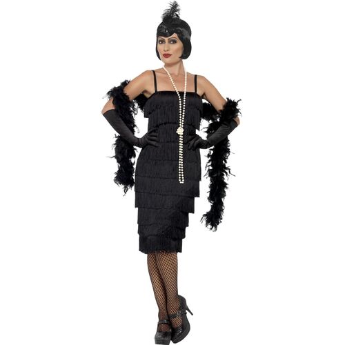 Black Long Flapper Adult Costume Size: Medium