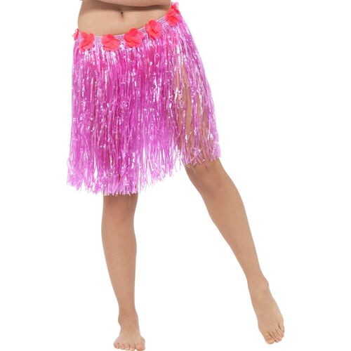 Hawaiian Hula Adult Skirt with Pink Flowers