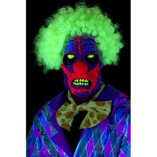 UV Black Light Overhead Latex Clown Mask Costume Accessory