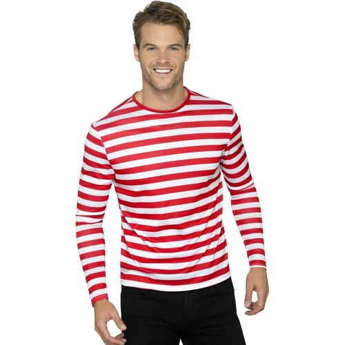 Stripy Adult Costume T-Shirt Red Size: Large