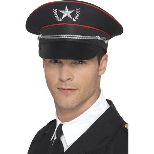 Military Deluxe Hat Black Costume Accessory