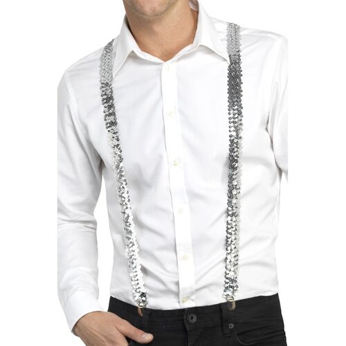 Suspenders Sequin Silver