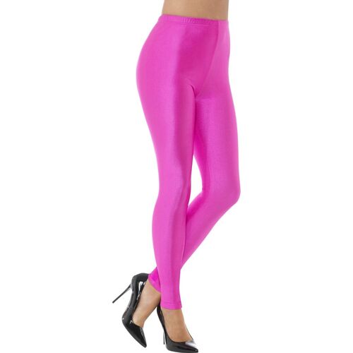 80s Disco Spandex Costume Leggings Neon Pink Size: Large