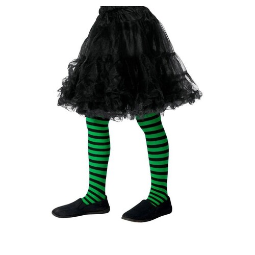Striped Green and Black Child Tights Costume Accessory