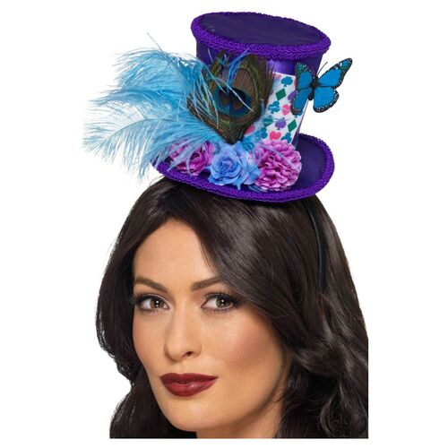 Alice In Wonderland Mad Hatter Mini Feather Hat Costume Accessory