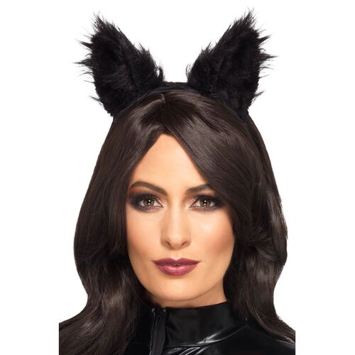 Long Pile Fur Cat Ears Headband Costume Accessory