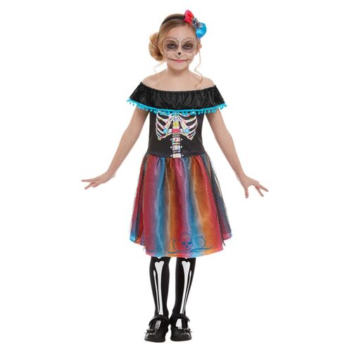 Day of the Dead Neon Girl Child Costume Size: Medium