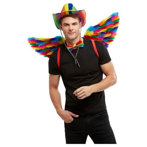 Rainbow Feather Wings Costume Accessory