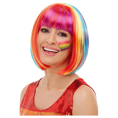 Rainbow Bob Wig Costume Accessory