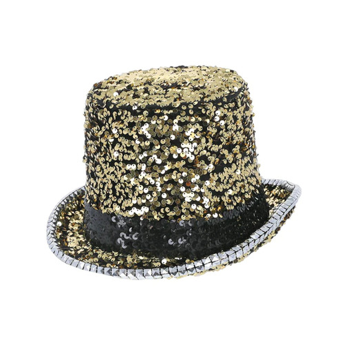 Fever Felt and Sequin Deluxe Top Hat Gold Costume Accessory