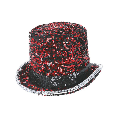 Fever Felt and Sequin Deluxe Top Hat Red Costume Accessory 