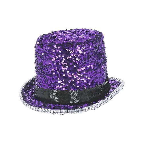 Fever Felt and Sequin Deluxe Top Hat Purple Costume Accessory