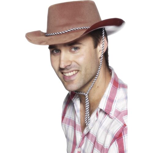Cowboy Hat Flocked Brown Costume Accessory