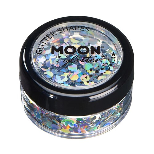 Moon Glitter Holographic Glitter Shapes 3g Silver