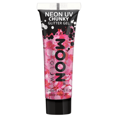 Moon Glow Neon UV Chunky Glitter Gel 12ml Hot Pink
